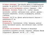 История (легенда): Был вручён звену по выращиванию кукурузы за урожай 95 ц в початках с площади в 30 га. Время и место бытования: колхоз «Ударник», 1962 Материал, техника: Ткань х/б. – шитье. Краска золотистая, жёлтая, шёлковая нить; металл, дерево – токарная обработка, печать по трафарету, роспись,