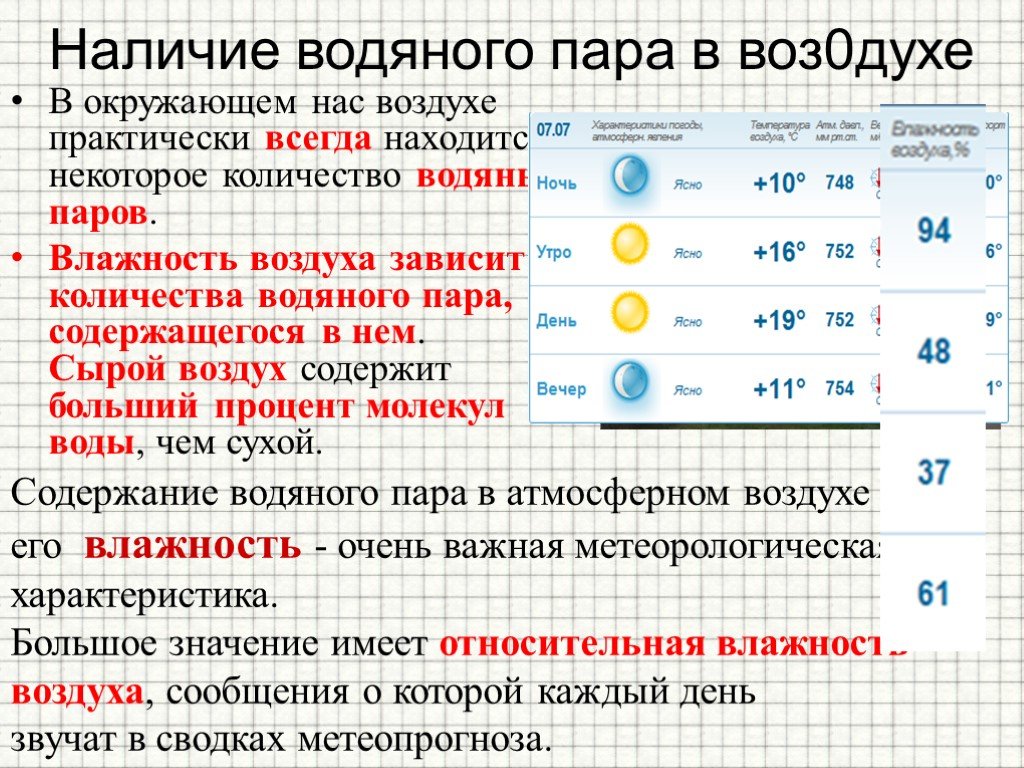 Погода влажность воздуха сегодня. Влажность воздуха зависит от. От чего зависит влажность воздуха. Относительная влажность воздуха зависит от. От чего зависит влажность.