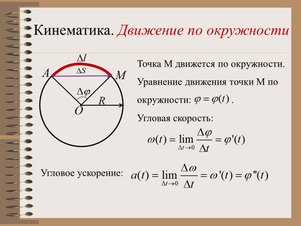 Ускорение точки движущейся по окружности. Движение точки по окружности. Движение по окружности угловая скорость. Кинематика движения материальной точки по окружности. Уравнение движения по окружности.