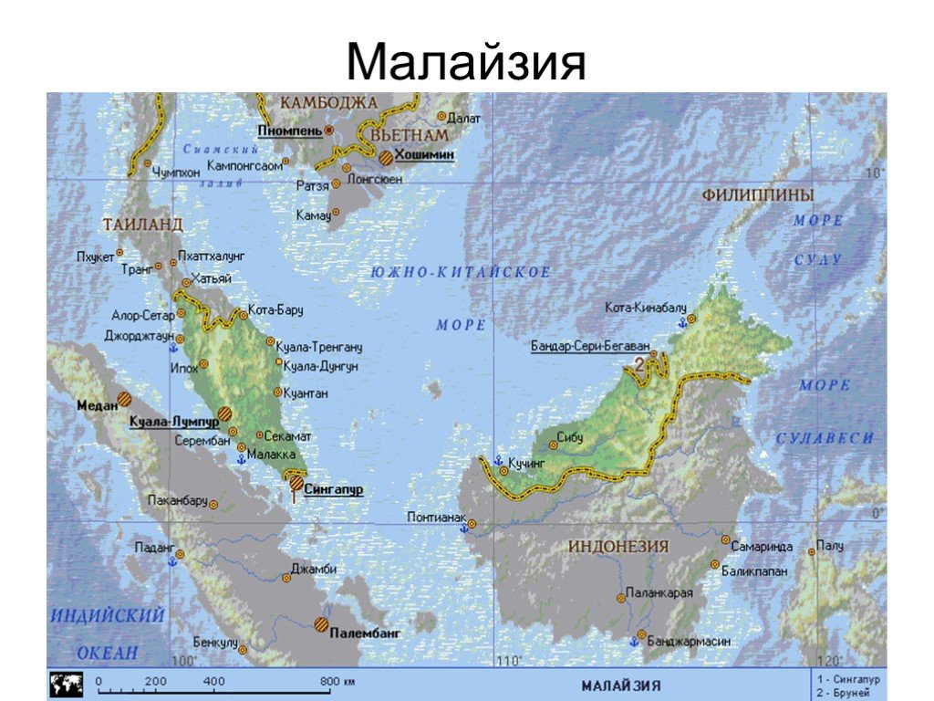 Карта малайзия на русском языке