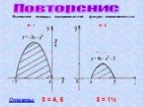 Вычислите площадь заштрихованной фигуры самостоятельно. Ответы: S = 4, 5 S = 1⅓ Повторение В - 1 В - 2