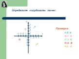 3 -3 В С D Е. Определите координаты точек: Проверка: А (2; 3) В (-1; 2) С (-1; 0) D (-3; -2) Е (3; -4)