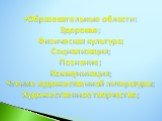 Образовательные области: Здоровье; Физическая культура; Социализация; Познание; Коммуникация; Чтение художественной литературы; Художественное творчество;