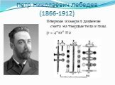Петр Николаевич Лебедев (1866-1912). Впервые измерил давление света на твердые тела и газы. p = 4*10-6 Па