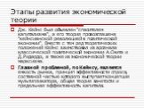 Дж. Кейнс был объявлен "спасителем капитализма", а его теория провозглашена "кейнсианской революцией в политической экономии". Вместе с тем ряд теоретических положений Кейнс заимствовал из арсенала классической политической экономии А.Смита и Д.Ридардо, а также из экономической т