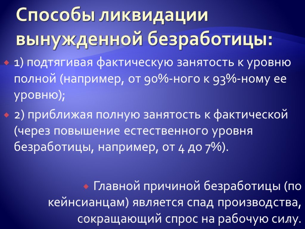 Программа ликвидации. Способы преодоления безработицы. Способы ликвидации безработицы.