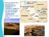 В центральной части республики, в междуречье рек Амударьи и Сырдарьи, находится пустыня Кызылкум. На крайнем северо - западе страны –приподнятая равнина, или плато, Устюрт.