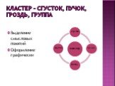 Кластер – сгусток, пучок, гроздь, группа. Выделение смысловых понятий Оформление графически