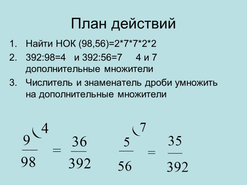 Числителя знаменателя общий делитель