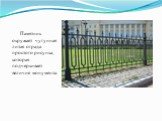 Памятник окружает чугунная литая ограда простого рисунка, которая подчеркивает величие монумента.