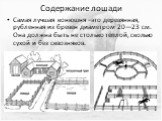 Содержание лошади. Самая лучшая конюшня –это деревянная, рубленная из бревен диаметром 20—23 см. Она должна быть не столько теплой, сколько сухой и без сквозняков.