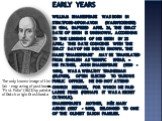 Early years William Shakespeare was born in Stratford-upon-Avon (Warwickshire) in 1564, baptized April 26, the exact date of birth is unknown. According to the legends of his birth by 23 April: This date coincides with the exact day of his death known. The name "Shakespeare" may be transla