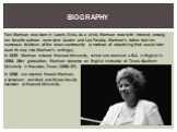 biography. Toni Morrison was born in Lorain, Ohio. As a child, Morrison read with interest; among her favorite authors were Jane Austen and Leo Tolstoy. Morrison's father told her numerous folktales of the black community (a method of storytelling that would later work its way into Morrison's writin