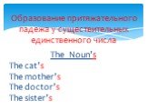 The Noun’s The cat’s The mother’s The doctor’s The sister’s. Образование притяжательного падежа у существительных единственного числа