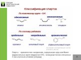 Спирты – органические соединения, содержащие одну или более гидроксильных групп (гидроксил-ОН), непосредственно связанных С насыщенным атомом углерода.