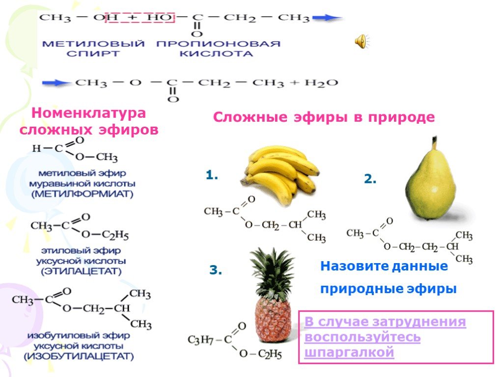 Презентация сложные эфиры и жиры 10 класс габриелян