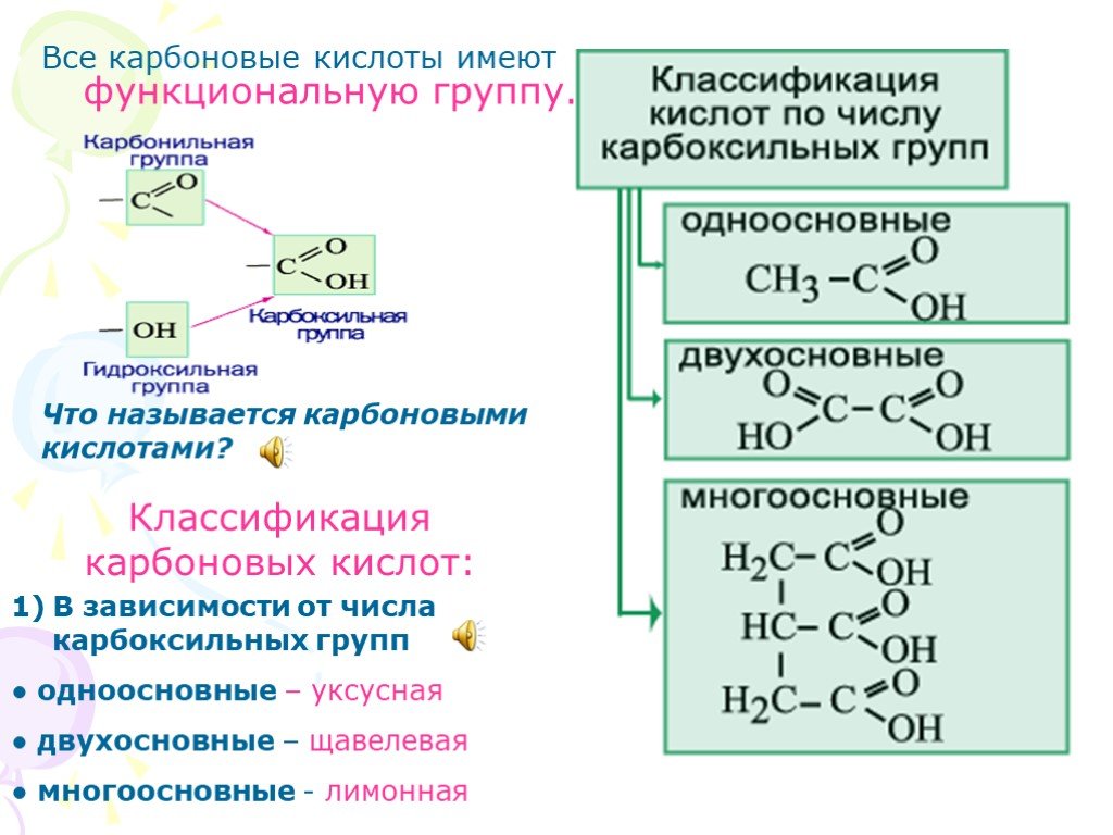 Карбоновые кислоты содержат группу. Формула функциональной группы карбоновых кислот. Двухосновные карбоновые кислоты классификация. Классификация карбоновых кислот по основности. Функции карбоновых кислот.
