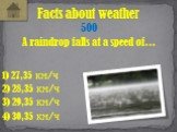 A raindrop falls at a speed of…. Facts about weather 500 2) 28,35 км/ч 1) 27,35 км/ч 3) 29,35 км/ч 4) 30,35 км/ч