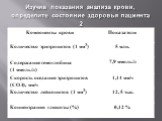 Изучив показания анализа крови, определите состояние здоровья пациента 2