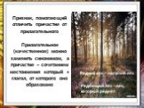 Признак, помогающий отличить причастие от прилагательного Прилагательное (качественное) можно заменить синонимом, а причастие – сочетанием местоимения который + глагол, от которого оно образовано. Редкий лес – негустой лес. Редеющий лес – лес, который редеет