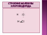 Строение молекулы хлороводорода. .. H :CI: ¨ H CI