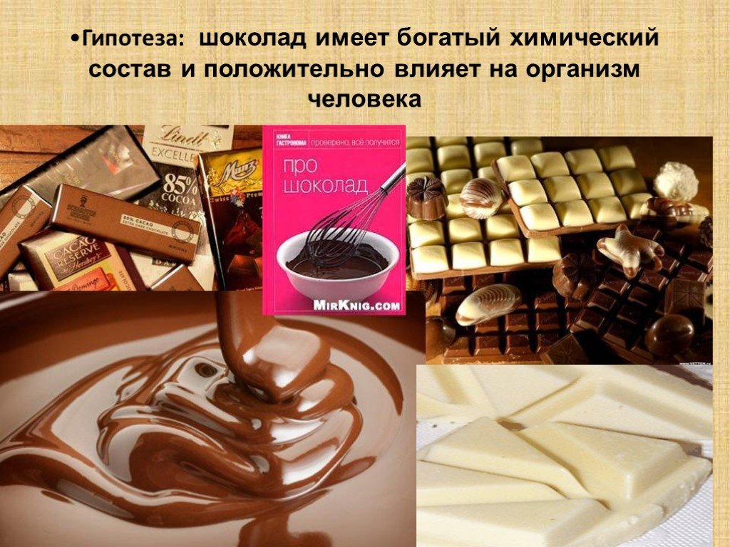 Химический шоколад. Гипотеза про шоколад. Влияние шоколада на организм. Химический состав шоколада. Влияние шоколада на человека.