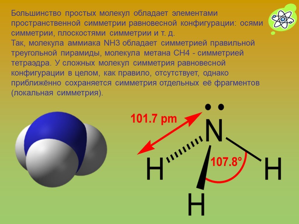 Молекула аммиака nh3. Пространственная конфигурация молекул nh3. Nh4 пространственная конфигурация. Элементы симметрии в молекуле аммиака. Симметрия молекулы аммиака.