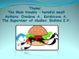 Theme: The Main trouble – harmful meal! Authors: Ovodova A., Korshicova A. The Supervisor of studies: Enshina I.V.