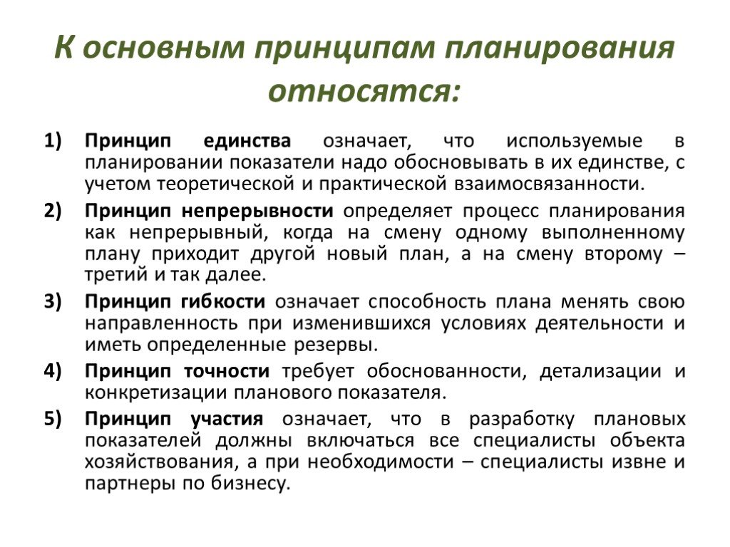 Имени г принципа. Назовите основные принципы планирования. К основным принципам планирования относятся.