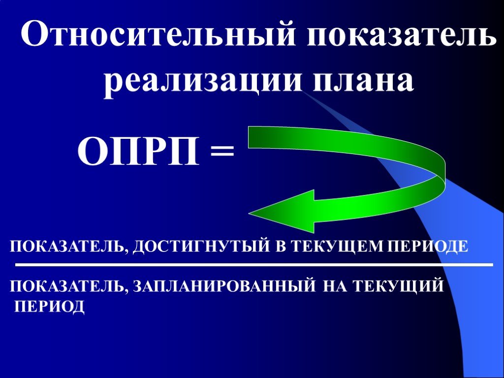 Относительный показатель реализации плана опрп рассчитывается как