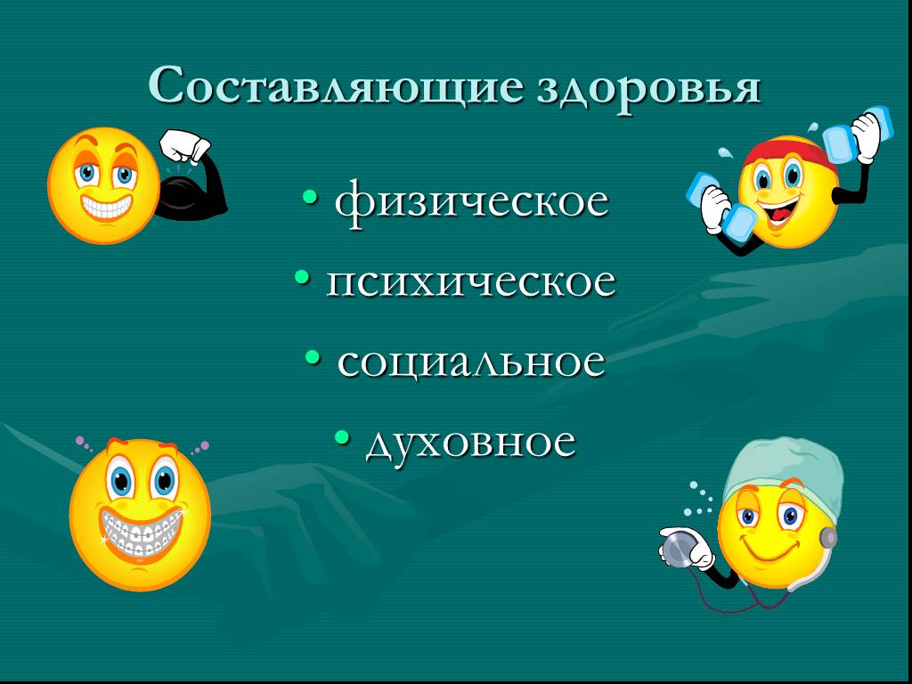 6 составляющих здоровья. Составляющие физического здоровья. Составляющие духовного здоровья. Духовное и физическое здоровье. Здоровый образ жизни духовное здоровье.