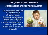 По данным Областного Управления Роспотребнадзора. За последние пять лет в Саратовской области число больных ожирением выросло в 1,4 раза, а детей и подростков - даже в 2 раза, это выше, чем в целом по стране!!!