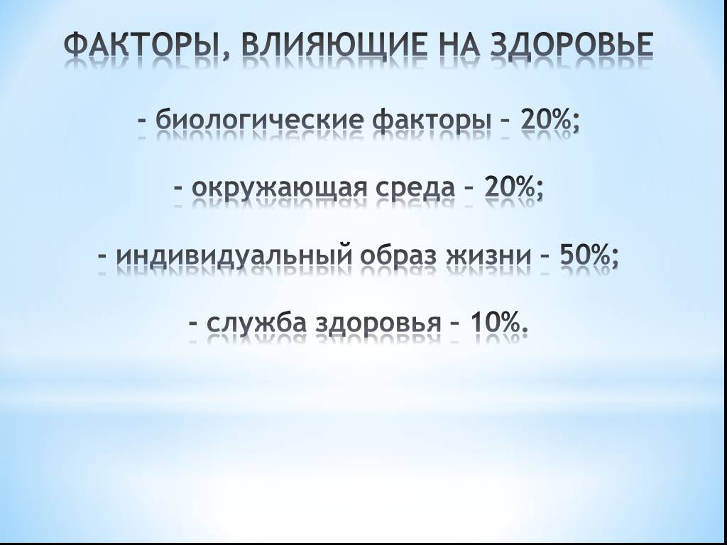 Фактор 20. Биологические факторы влияющие на здоровье. Индекс биологического здоровья это.