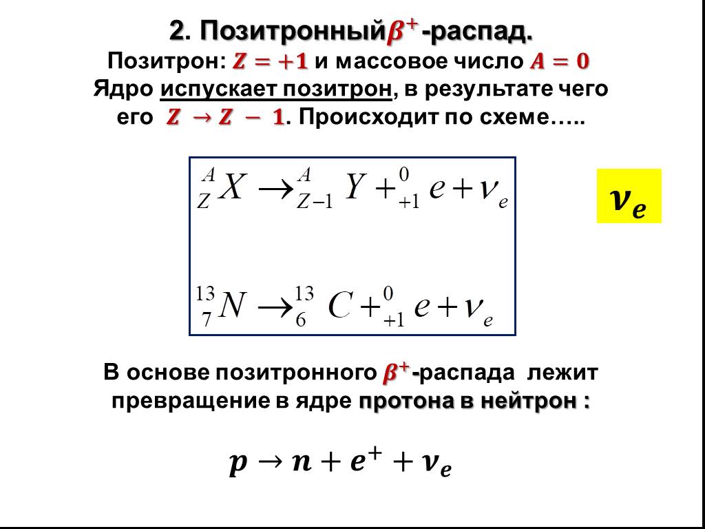2 распад уравнение. Позитронный бета распад формула. Схема бета распада ядра электронный. Пример реакции бета распада. Бета плюс распад формула.
