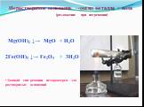 Нерастворимое основание →оксид металла + вода (разложение при нагревании). Mg(OH)2 ↓→ MgO + H2O. 2Fe(OH)3 ↓→ Fe2O3 + 3H2O Данный тип реакции нехарактерен для растворимых оснований