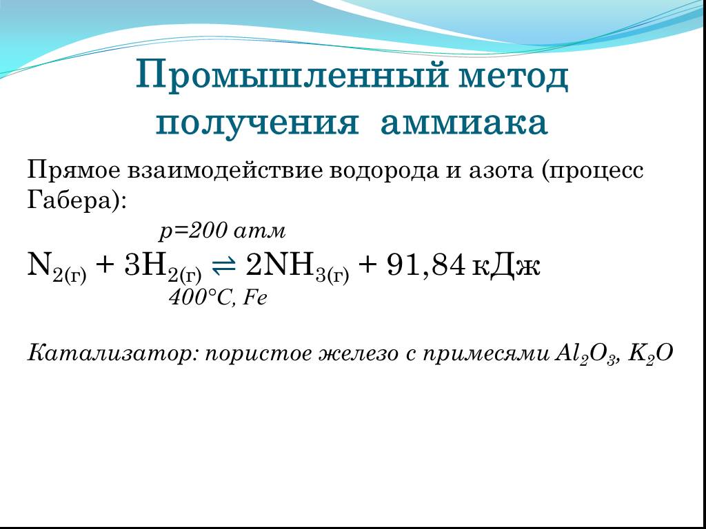 Азотно водородная. Тепловой эффект реакции синтеза аммиака. Уравнение реакции получения аммиака из азота и водорода. Синтез аммиака Габер. Синтез аммиака реакция катализатор.