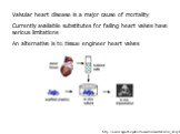 http://navier.ugent.be/public/biomed/research/kris/res_kris.php. Valvular heart disease is a major cause of mortality Currently available substitutes for failing heart valves have serious limitations An alternative is to tissue engineer heart valves