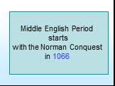 Middle English Period starts with the Norman Conquest in 1066