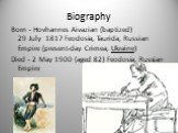 Biography. Born - Hovhannes Aivazian (baptized) 29 July 1817 Feodosia, Taurida, Russian Empire (present-day Crimea, Ukraine) Died - 2 May 1900 (aged 82) Feodosia, Russian Empire