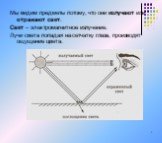 Мы видим предметы потому, что они излучают или отражают свет. Свет – электромагнитное излучение. Лучи света попадая на сетчатку глаза, производят ощущение цвета.