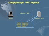 Сервер RPC Протокол RPC. Спецификация RPC-сервера. Номер программы Номер процедуры Номер версии