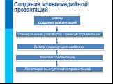 Этапы создания презентаций. Планирование (разработка сценария) презентации. Монтаж презентации. Репетиция выступления с презентацией. Выбор подходящего шаблона