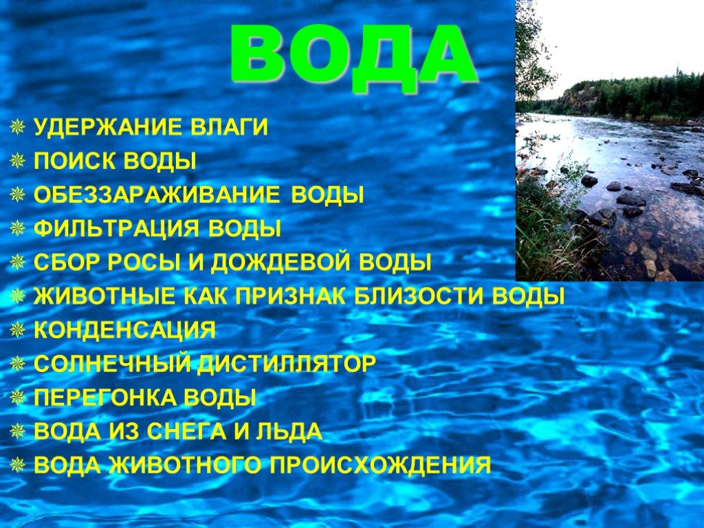 Найди вода 4. Поиск и обеззараживание воды. Вода для удержания воды. Обеззараживание воды ОБЖ. Кто из животных фильтрует воду.