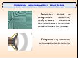 Примеры колебательных процессов. Круговая волна на поверхности жидкости, возбуждаемая точечным источником (гармонически колеблющимся шариком). Генерация акустической волны громкоговорителем.