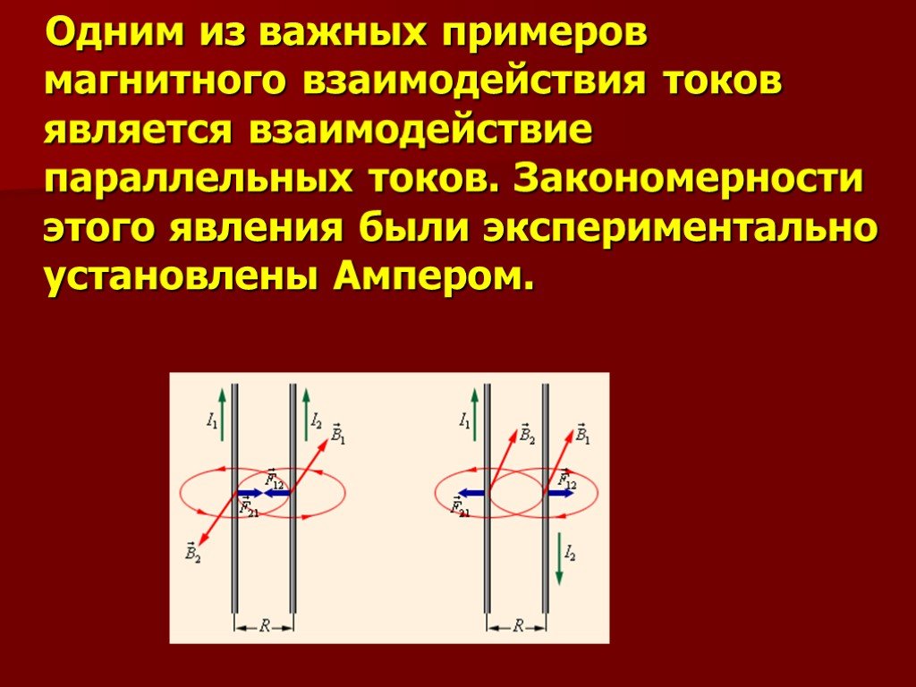 Почему единицу тока определяют по магнитному взаимодействию. Сила взаимодействия параллельных токов. Параллельные провода сила Ампера. Взаимодействие двух параллельных токов. Магнитное взаимодействие токов закон Ампера.