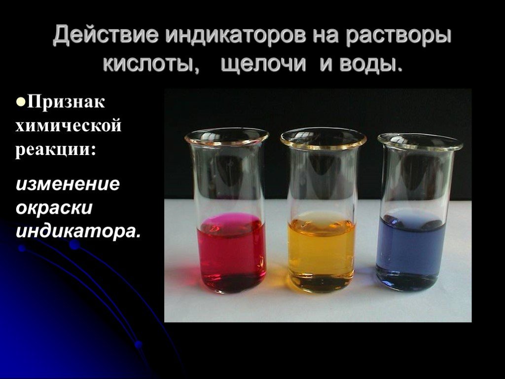 Щелочь кислота примеры. Химические реакции с изменением цвета. Изменение окраски химическая реакция. Реакции с изменением цвета раствора. Окраска растворов индикаторов.