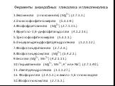 Ферменты анаэробных гликолиза и гликогенолиза. 1.Гексокиназа (глюкокиназа) (Mg2+) (2.7.1.1.) 2.Глюкозофосфатизомераза (5.3.1.9.) 3.Фосфофруктокиназа (Mg2+) (2.7.1.11.) 4.Фруктозо-1,6-дифосфатальдолаза (4.1.2.13.) 5.Триозофосфатизомераза (5.3.1.1.) 6.Глицеральдегидфосфатдегидрогеназа (1.2.1.12.) 7.Фо