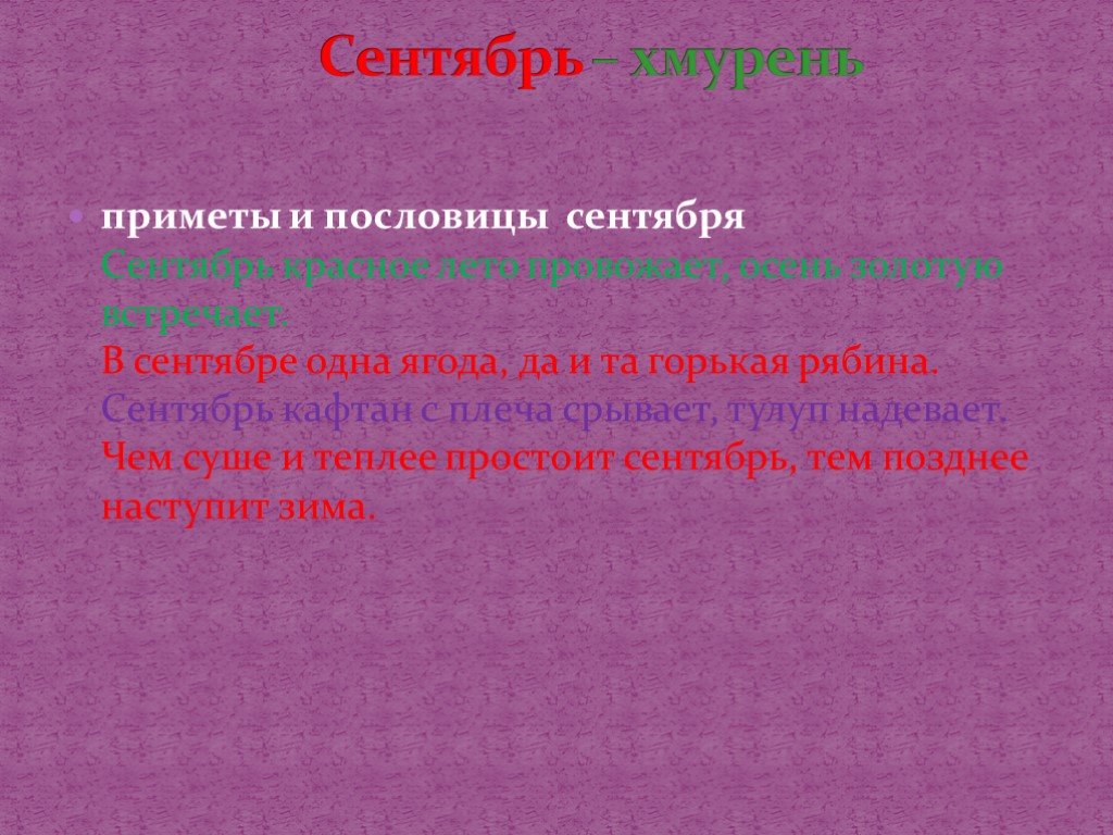 Пословицы про сентябрь. Смысл пословицы в сентябре одна ягода, да и та горькая рябина.