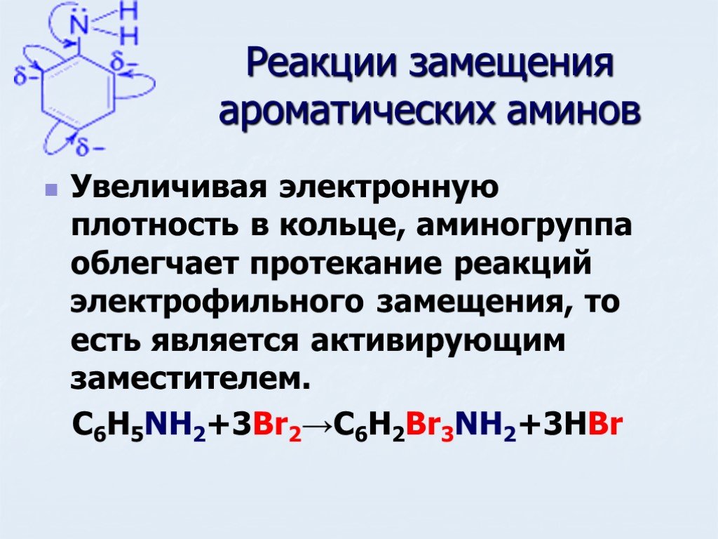 C br2 реакция. Третичные Амины реакции электрофильного замещения. Реакция замещения для ароматический Аминов. Реакция электрофильного замещения ароматических Аминов. Амины реакция замещения.