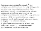 Разложением равнодействующей по направлении действия сил и R0, определяем их величины в многоугольнике сил. Если разложим силу по направлениям звеньев навесного устройства трактора, т. е. по направлению верхнего звена АВ и направлению нижних С D, то в много­угольнике найдем значение сил S, действующ